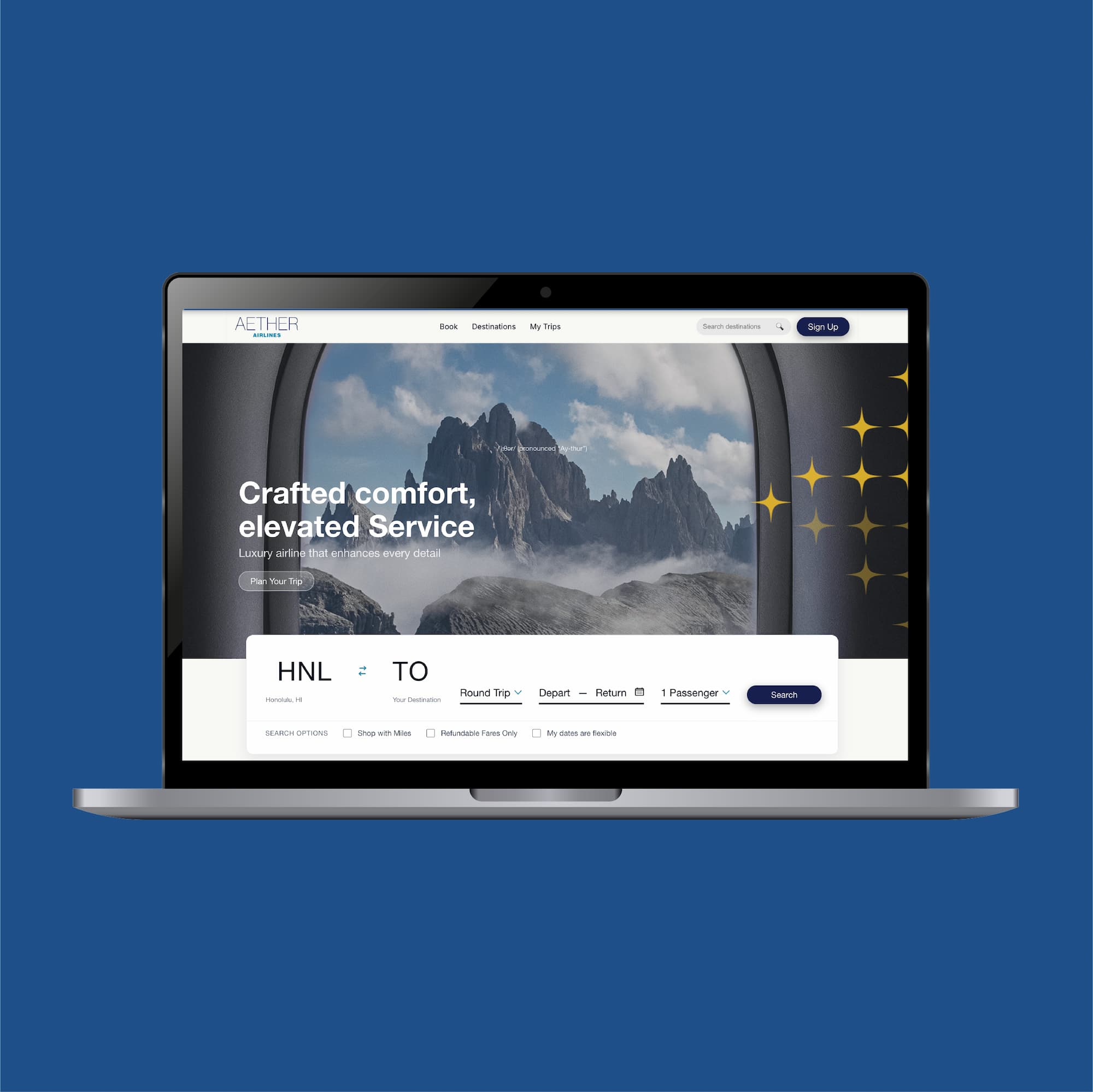 Aether Airlines website design